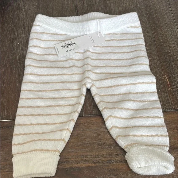 Janie and Jack Striped Baby Pants - White and Tan - Picture 2 of 5